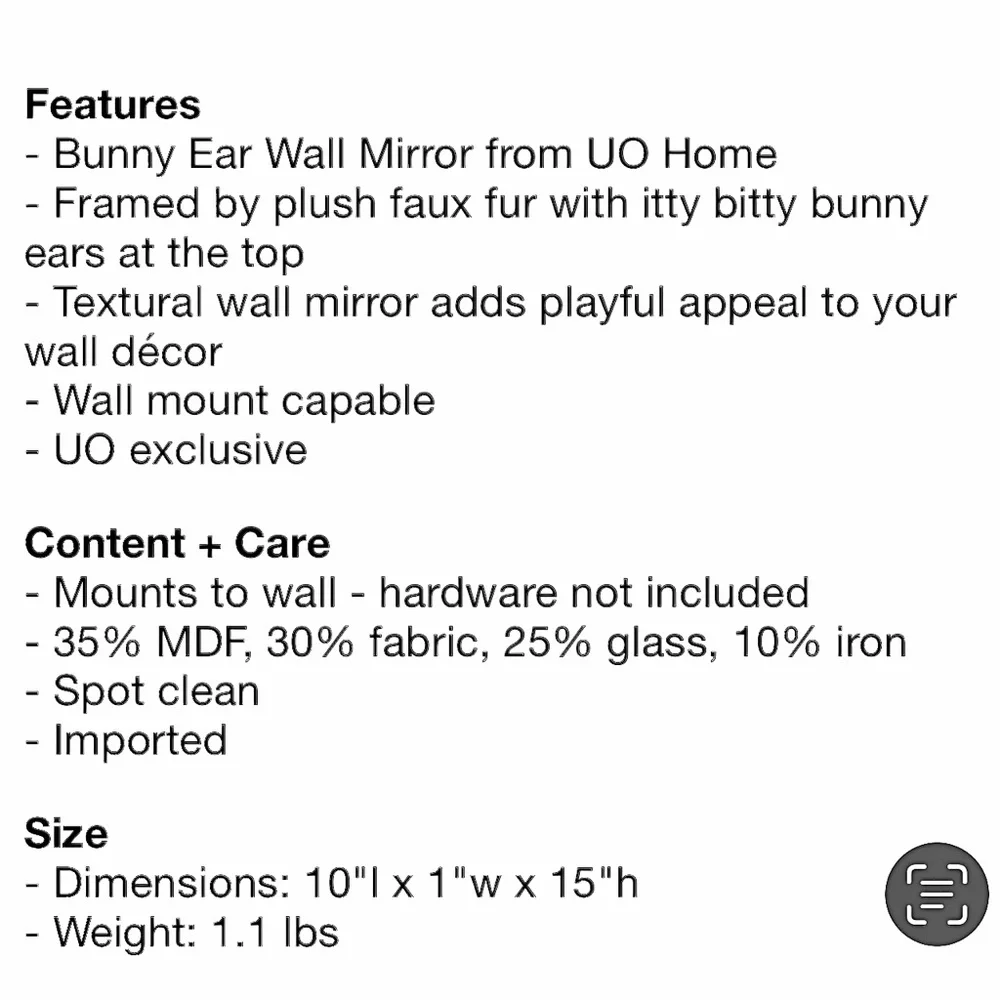 Urban Outfitters Bunny Ears Wall Mirror